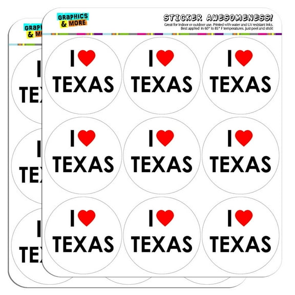I Love Heart Texas 2" Scrapbooking Crafting Stickers