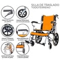 thumbnail image 4 of Silla de Ruedas de Traslado Ligera Plegable con Freno 4x4 naranja, 4 of 10