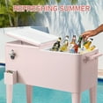thumbnail image 6 of Pink 80QT Patio Rolling Cooler Cart with Insulation and Easy Mobility Design, 6 of 28