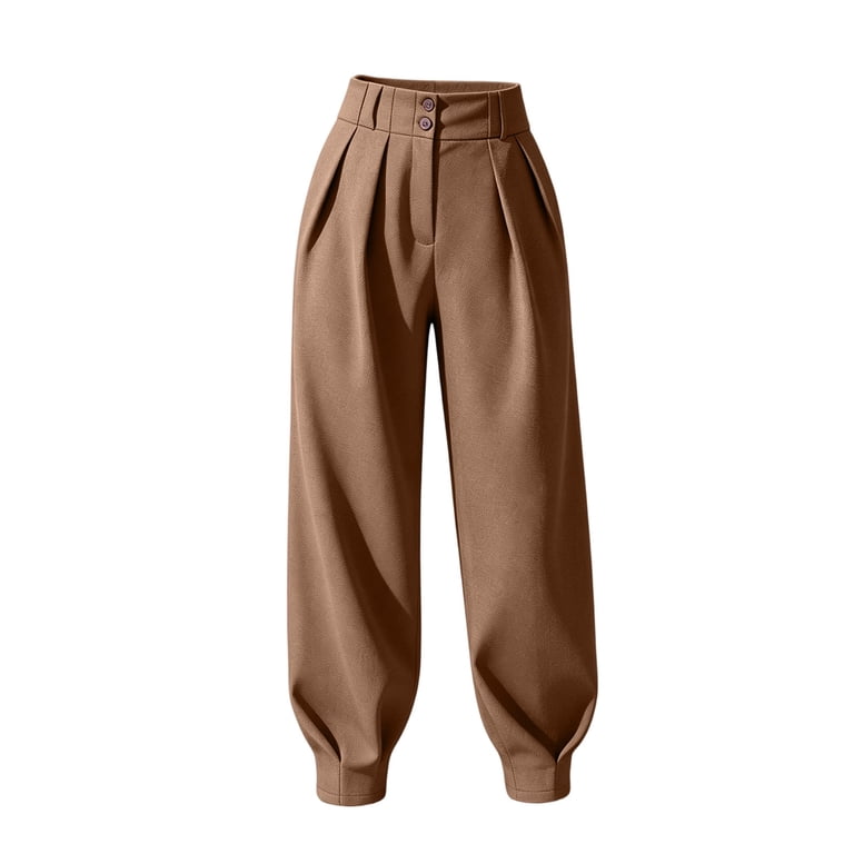 high waisted tapered dress pants Lmdudan Women's High Waist Dress Pants Pleated Tapered Button Cuff Suit Trousers Elegant Business Office Work Comfy Bottoms Beige at Amazon Women's Clothing store