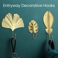 thumbnail image 3 of Conjunto de 8 hojas decorativas ganchos de hierro planta llavero moderno montado en la pared individual, 3 of 5