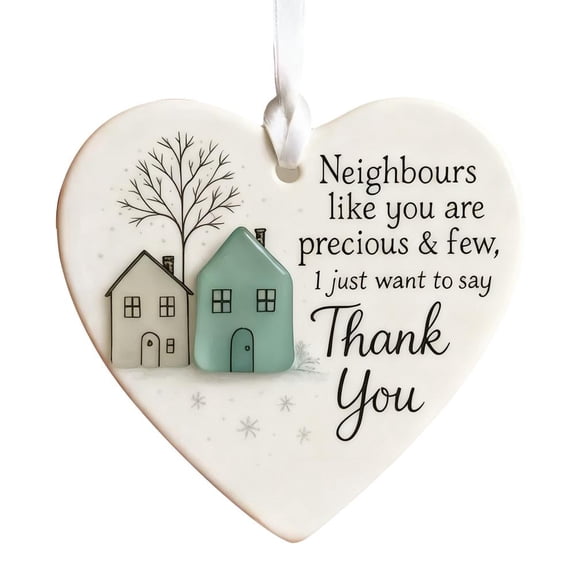 Thank You Neighbours Heart Shaped Ornament, Heart-Shaped Sea Glass Neighbor Christmas Tree Hanging Ornaments, Neighbours Like You are Precious & Few Appreciation, 2025 Neighbor Gifts