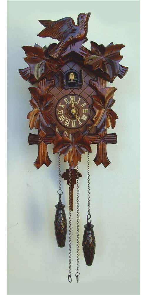 Carved Bird and Leaf Cuckoo Clock