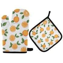 Yayeee Oven Mitts and Pot Holder Set of 2 Heat Resistant Kitchen Gloves Baking Hot Pad, Orange