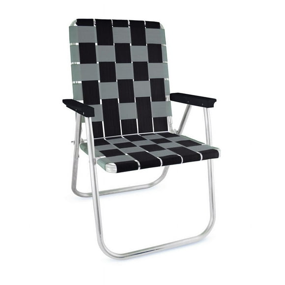 Lawn Chair USA - Classic Folding Aluminum Webbed Chair - Durable, Portable, and Comfortable Outdoor Chair - Ideal for Camping, Sports, and Concerts - Black & Silver