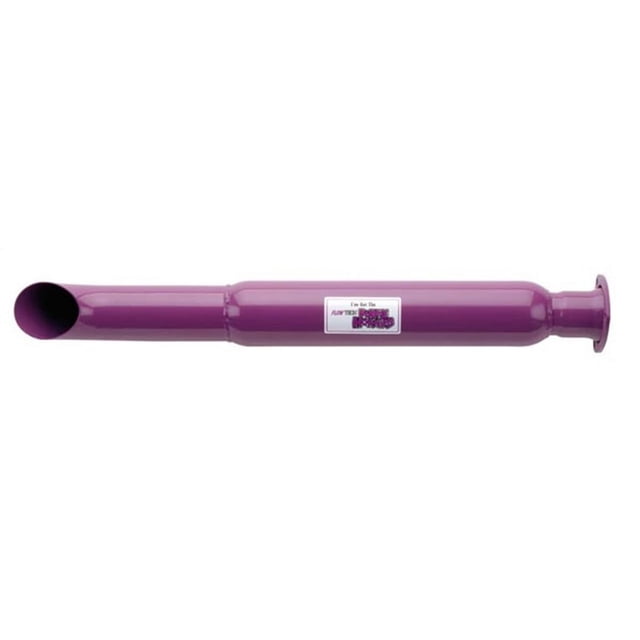 Flow Tech Exhaust Muffler 50231FLT Purple Hornies; 3-1/2 Inch Diameter Steel Case; Single 3 Inch Center Inlet; Single 3 Inch Outlet; 29 Inch Body/32 Inch Overall Length