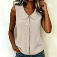 thumbnail image 4 of RQYYD Womens Collar Eyelet Trim Sleeveless Blouse Casual Slim Fit Tank Top for Daily Wear, 4 of 7