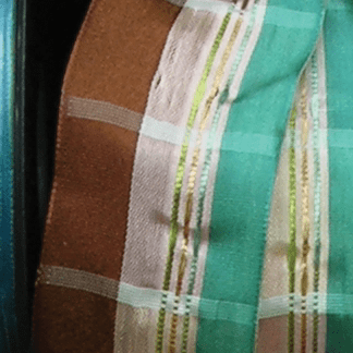 The Ribbon People Sheer Brown and Blue Striped Woven Wired Craft Ribbon 1.5" x 27 Yards