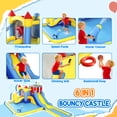 thumbnail image 4 of Qaba 6 in 1 Inflatable Water Slide Park, Kids Bounce House with Splash Pools, 2 Slides, Trampoline, Climbing Wall, Cannon, Basketball Hoop, 4 of 10