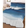 thumbnail image 2 of Quilts Twin Size, Navy Blue Ombre Soft Comforter Bedding Set for Bed, Abstract Modern Stripe Waves Moires Lightweight Quilted Bedspread with Pillow Cover(2 Pieces) for All Season, 68x86 Inch, 2 of 6