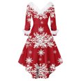 thumbnail image 6 of Christmas Party Printed Dresses for Women Vintage Christmas Midi Dress Casual Dresses Cocktail Dress Party Festive Dresses for Fall and Winter Seasons,Red,L, 6 of 6