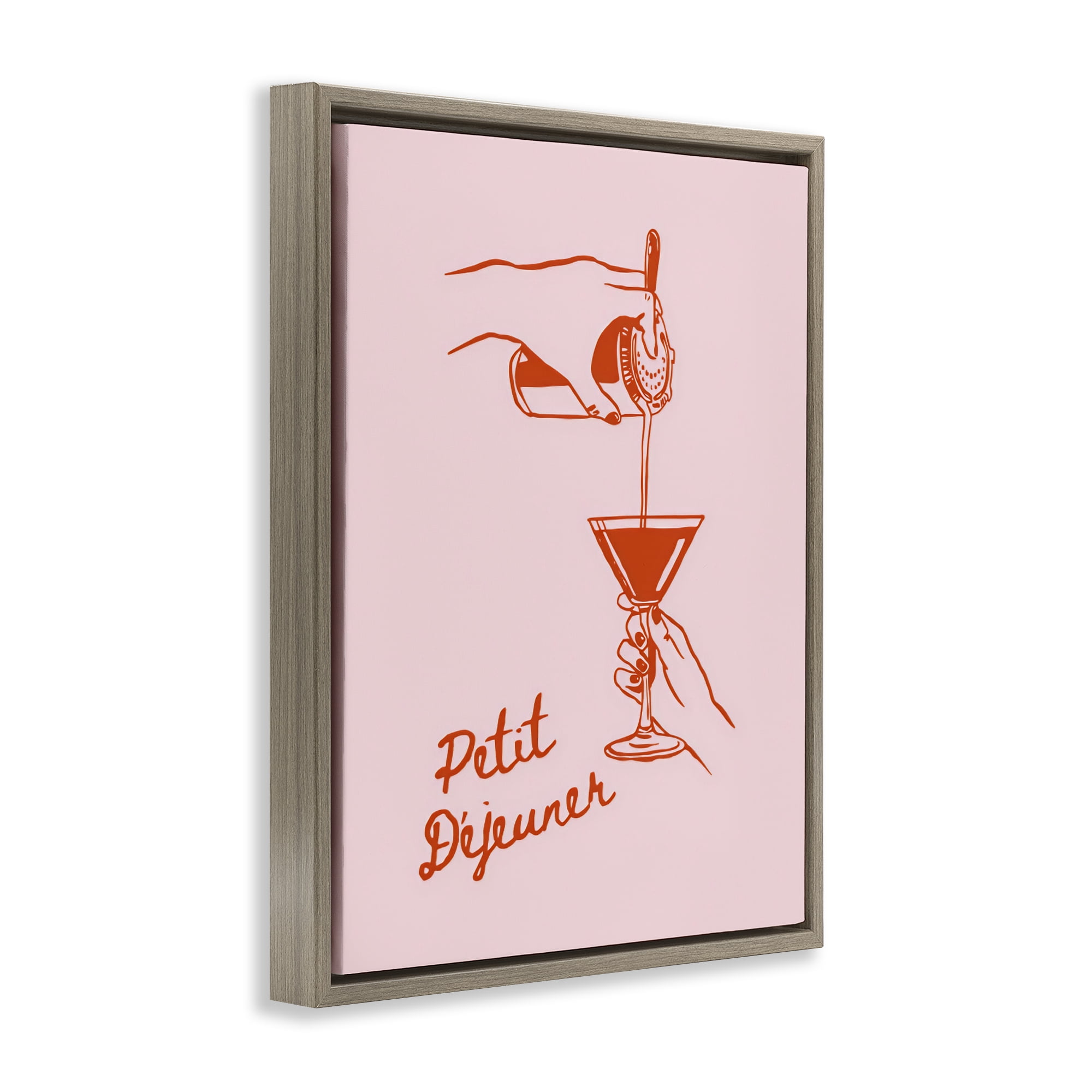 Stupell Industries Pouring Brunch Cocktail Brown Framed Floater Canvas Wall Art, design by The Prints Vibe
