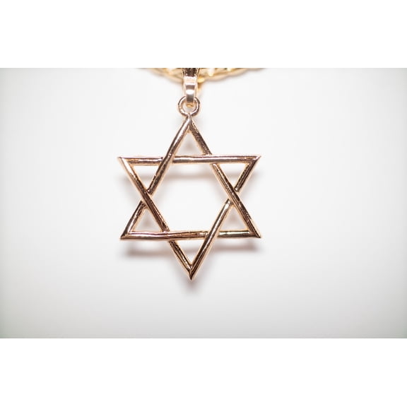 14k Bonded Gold Necklace with Star David Pendent, Best Christmas Unisex Gift for Women, Men Mother, Father, Girlfriend, Boyfriend, Her, Him, Cuban Chain with Charm by Artisan Jeweler