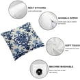 thumbnail image 4 of Acheng Canvas Decorative Cushion Covers Navy Blue Bohemian Flower Throw Pillow Covers , Pack of 2 White, 4 of 6
