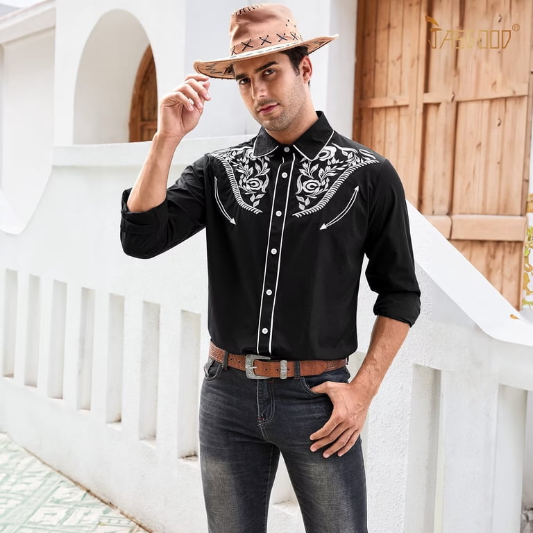 JASGOOD, Men's Western Shirt, Embroidered Cowboy Long Sleeve, Size S - Walmart.com JASGOOD, Men's Western Shirt, Embroidered Cowboy Long Sleeve, Size S - Walmart.com