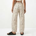 thumbnail image 5 of VBVC Women's Floral Paisley Print Barrel Jeans , High Waisted Denim Pants For Women,Ladies' Baggy Washed Trousers with Pockets,Beige,S-2XL, 5 of 8