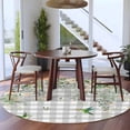 thumbnail image 3 of Round Rug 5Ft Washable Non-Slip, Watercolor Floral Circle Area Rugs for Living Room Bedroom, Spring Flowers Birds Plants Gray Plaid Indoor Floor Mats Carpet Runner for Home Decor Aesthetic, 3 of 8
