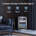 thumbnail image 2 of Havato 4.5Cu.ft Beverage Refrigerator Cooler, 152 Cans, Silent Operation, Stainless Steel Glass Door with Handle, Bar/Office/Home, Silver, 2 of 7