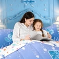 thumbnail image 5 of meiyoeat Glitter Print Cream Monogram J 7-Piece Twin Bedding,Coquette Bow Initial Art Bedding Comforter Set For Girl,Colorful Stars Reversible, 5 of 7