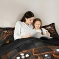 thumbnail image 4 of Manfei Gaming Bedding Comforter Set 7pcs,Geometry Grid Queen Bedding Sets,Gradent Orange Black Queen Sheet Sets For Boy,Microfiber Room Decor Reversible, 4 of 7