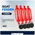 thumbnail image 2 of Five Oceans 4-Pack Boat Fenders - 6.5 x 23-Inch, Red - Boat Bumpers for Docking - 4 Ropes Lines 3/8-Inch x 5-Ft - Inflator Pump and 4 Needles for Pontoon Fishing Bass Sport Boats Sailboats - FO4541, 2 of 8