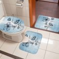 thumbnail image 4 of Blue Flower Bath Mat 3 Piece Bathroom Rug Set, Retro Gradient Texture Painting Plant Leaf Non Slip Bath Rug Contour Mat and Toilet Lid Cover, Absorbent Shower Mats Soft Bath Rugs and Mats Sets, 4 of 8