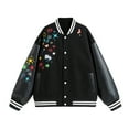 thumbnail image 4 of IWRICH Men's Teen 20s Fashion Streetwear Varsity Jacket Color Block Letter Graphic Leather Baseball Coats Black XL, 4 of 4