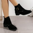 thumbnail image 6 of POROPL Ankle Boots for Women Fashion Suede Buckle Shoes,Boots Size 5.5, 6 of 7