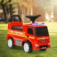 thumbnail image 4 of Coche de Bomberos para Niños Mercedes Benz con Espacio Escondido Volante Coche Montable con Pies al Suelo Rojo Costway, 4 of 10