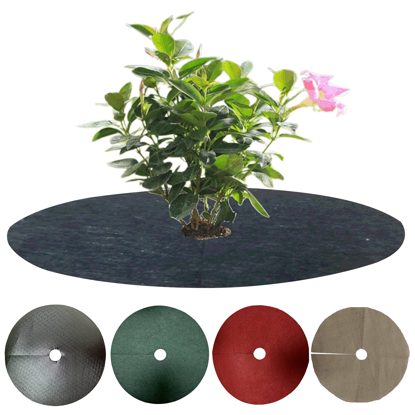 Hyasfey 12 Pcs Degradable Tree Mulch Ring Round Anti-Grass Protector Mat Non-Woven Fabric Cover Reusable Weed Barrier Mat for Root Protection Weed Control