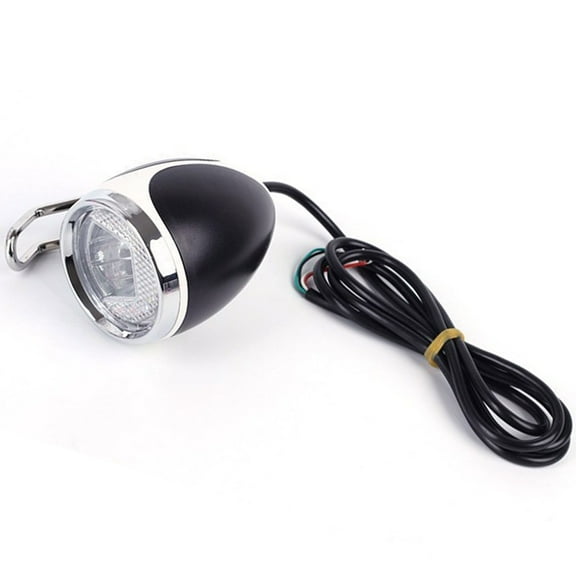 Retro 8"/10" Streamlined Electric Scooter Headlight with Horn 36V/48V Bright LED Metal Chrome Bikes Head Light Cycling Lighting Equipment Night Riding Accessories