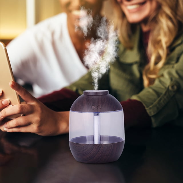 SMihono Mini Humidifiers for Bedroom Humidifier Aromatic Oil Diffuser, Multiple Lighting Options, Wood Grain, Wood Grain Humidifier, Large Water Tank, 750ml on Clearance