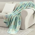 thumbnail image 2 of Chezmoi Collection 100% Cotton Twin Size Throw Blanket for Bed Sofa Couch, Boho Geometric Jacquard Woven Lightweight 4-Layer Reversible Cotton Thin Blanket, Multi-Color Mint Green Blue Taupe 68x88, 2 of 9