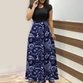 thumbnail image 1 of SMihono Robe d'Été pour Femmes Grande Taille Mode Femmes Été Imprimé Décontracté Col Rond Manches Courtes Longue Robe, 1 of 4