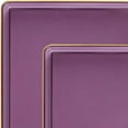 thumbnail image 2 of Combo Set 7.75" Dessert Plates and 10.75" inch Square Purple Plastic Plates with Gold Rim, Disposable China Like Party Plate, Heavy Duty Dinner Charger Plate, Salad, Wedding, Tableware (60), 2 of 7