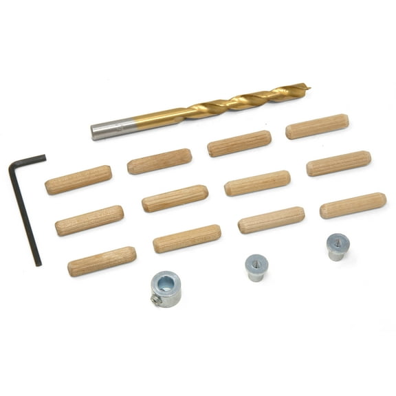WEN 1/4-Inch Wooden Doweling Kit with Drill Bit, Stop Collar, and Fluted Birch Wood Dowels
