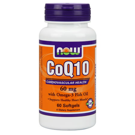 NOW Foods CoQ10 avec oméga-3 santé cardiovasculaire, 60 mg, 60 Ct