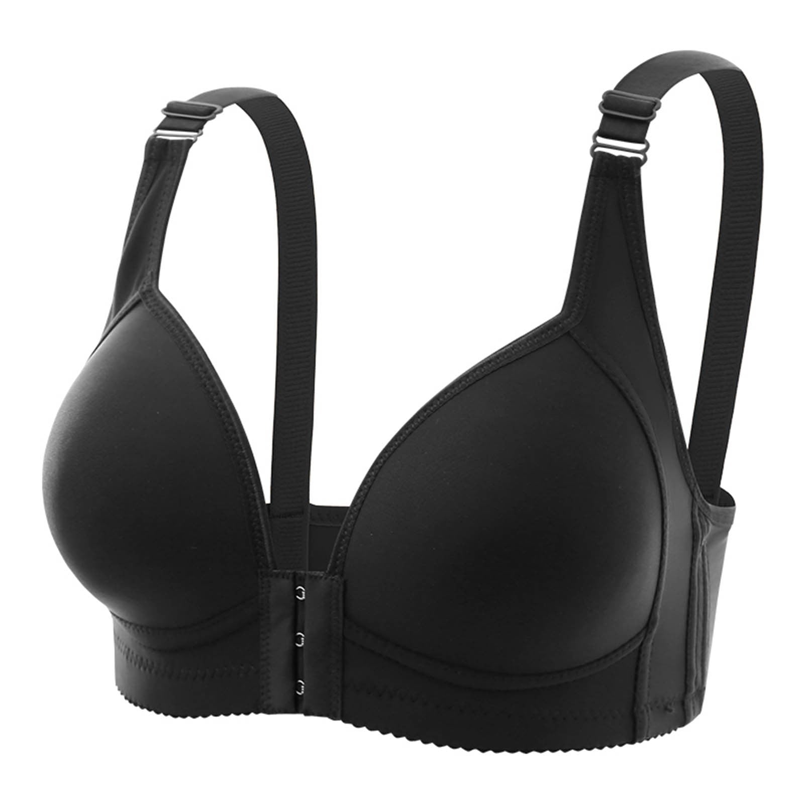 RYRJJ Push Up Bras for Women Deep Cup No Underwire Shaping Lifting Bras  Front Closure Wireless Sexy Bras Full Coverage Large Breasts Bra(Black,M) 