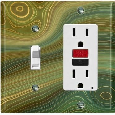 Metal Light Switch Plate Cover Image of Marble Green Swirl Galaxy MAR079