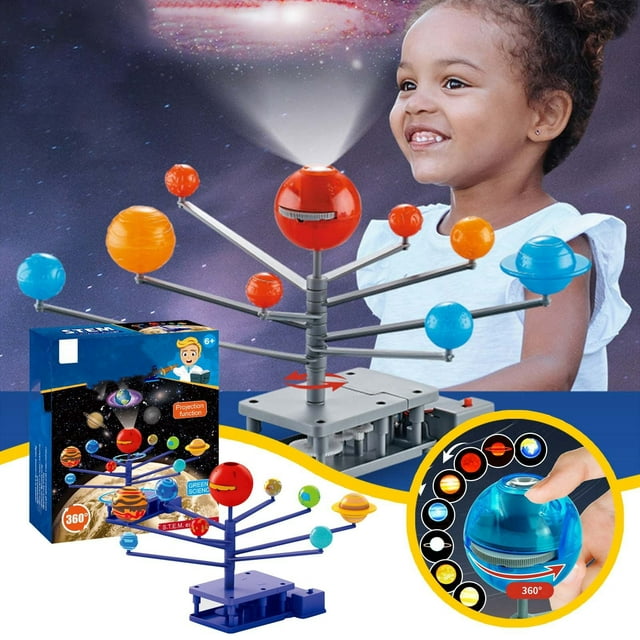 Hearth & Gear Children's Science Canned Solar System Astronomical Solar System Model Kit Planetarium Projector Space Toy With 8 Planets Foot Piano Mat 32" Keyboard Play Mat Kids Side by Side Battery