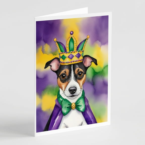 Jack Russell Terrier King of Mardi Gras Greeting Cards Pack of 8 7 in x 5 in