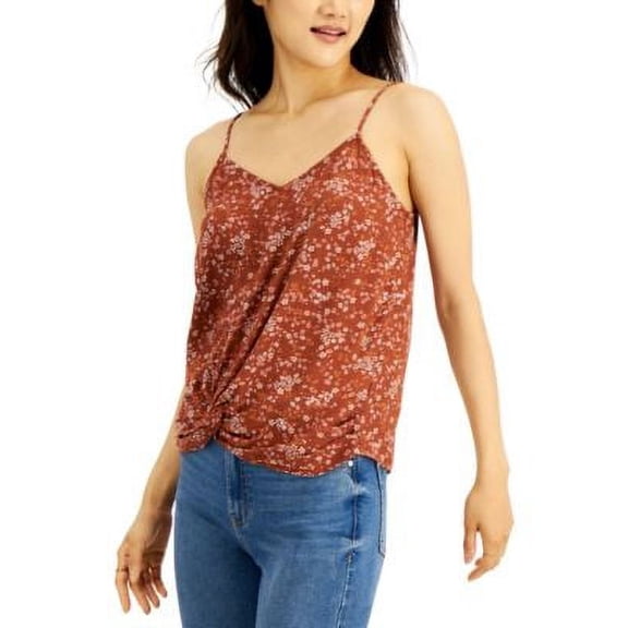 MSRP $29 Hippie Rose Juniors' Knot-Front Camisole Brown Size Small