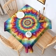 thumbnail image 2 of Colorful Tie Dye Dot Mandala Pattern Square Tablecloth,Waterproof Square Table Cover,Wipeable Spillproof Washable Table Cover for Home Kitchen Party Decor 52"x52"(132x132cm), 2 of 6