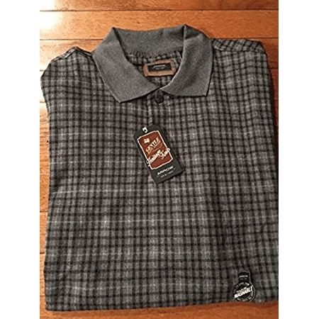 Arrow - Arrow Men's Long Sleeved Grey Plaid Polo Shirt #7195 in Medium ...