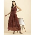 thumbnail image 2 of Moomaya Womens Printed Sleeveless Maxi Dress, V-Neck Party wear, Flared Resort Dress, 2 of 9