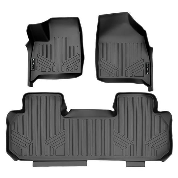 Smartliner SA0345-B0343 Custom Fit 2 Row Floor Mats Liner Set with Bench Seat for 2018-2022 Buick Enclave, Black