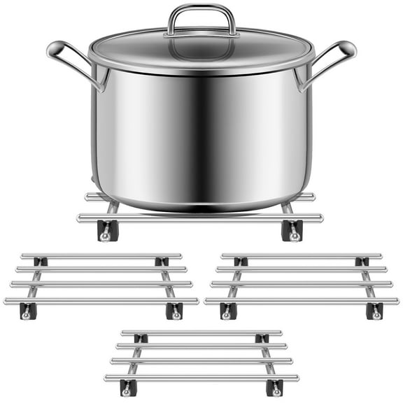 LINFANG 4 Pcs Stainless Steel Trivet Kit for Hot Pans, Metal Cooling Rack Set Heat Resistant Cooking and Baking Pans Holder for Your Home