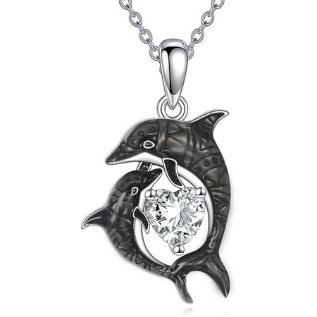 POPLYKE Mam Daughter Heart CZ Necklace Sterling Silver Ocean Jewelry for Women Gifts for Mother Daughter Mothers Day