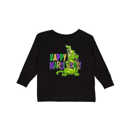 

Inktastic Happy Mardi Gras Big and Little Alligators with Beads Gift Toddler Boy or Toddler Girl Long Sleeve T-Shirt