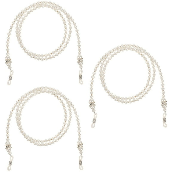 3 Pieces Imitation Glasses Chain Eyeglass Lanyards Women's White